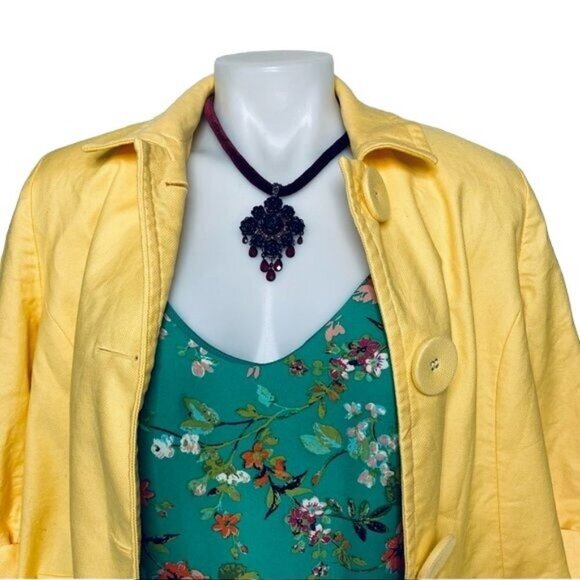 ColdWater Creek Yellow Blazer Large Button Down Coat Jacket Blazer Size 10 M - Picture 3 of 9